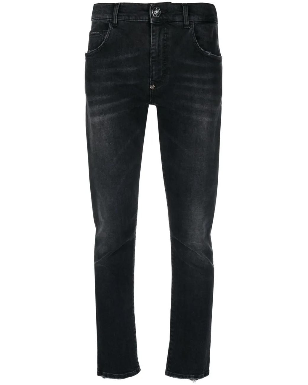 Philipp Plein Black Stonewashed Straight-Leg Jeans