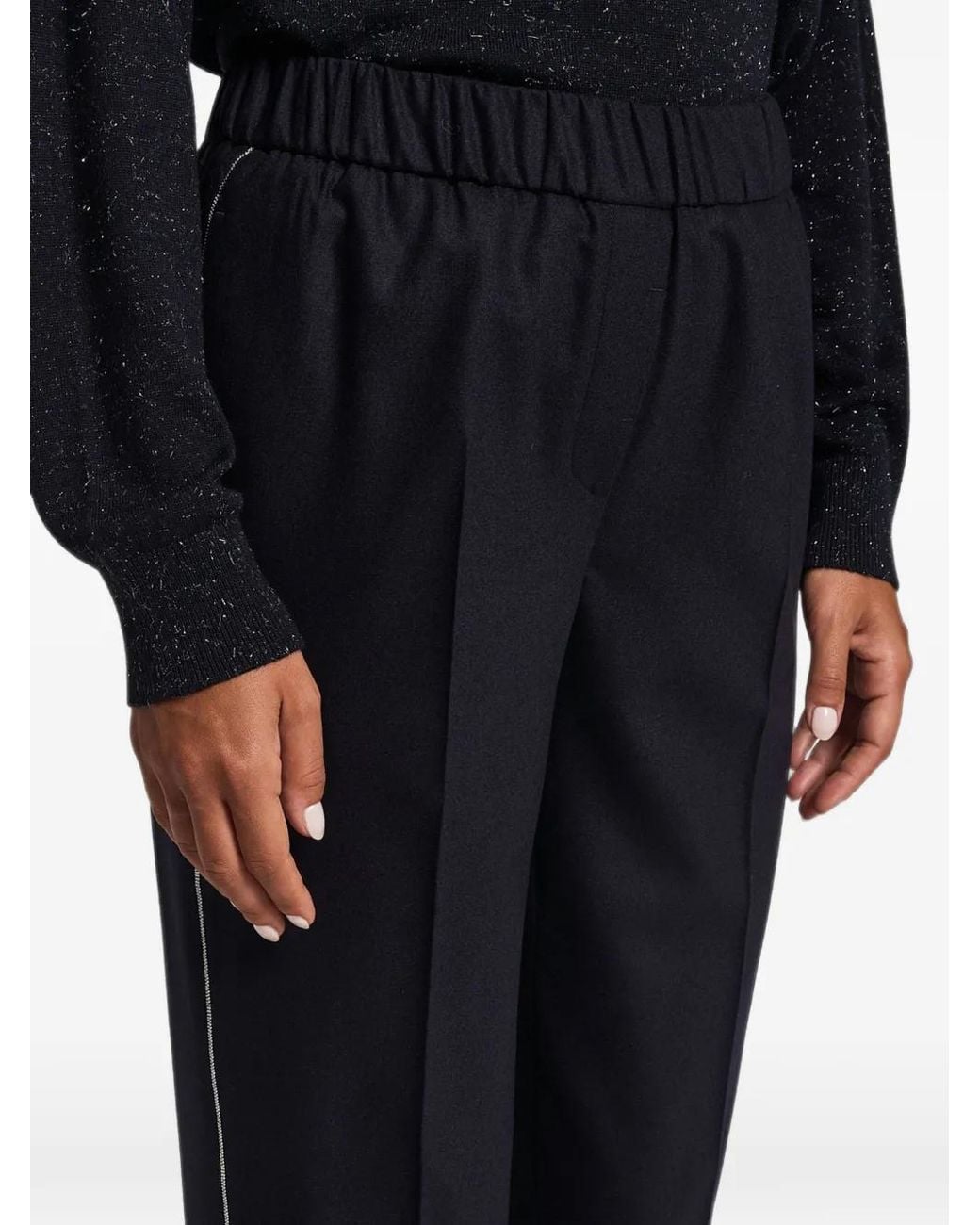 Peserico Black Elasticated-Waistband Trousers
