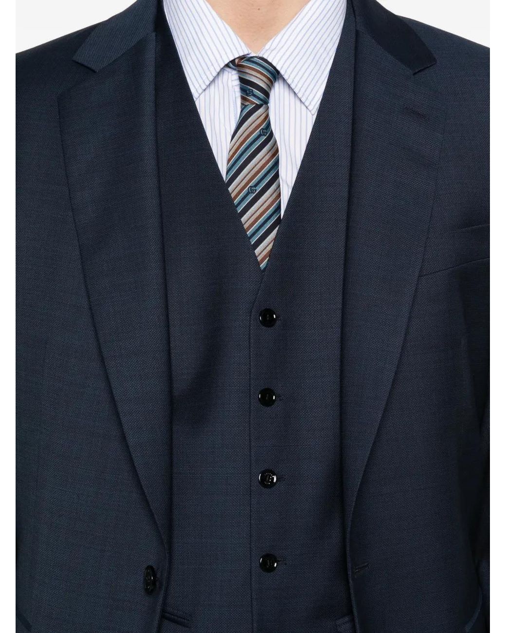 Fursac Blue Single-Breasted Notched-Lapel Suit for men