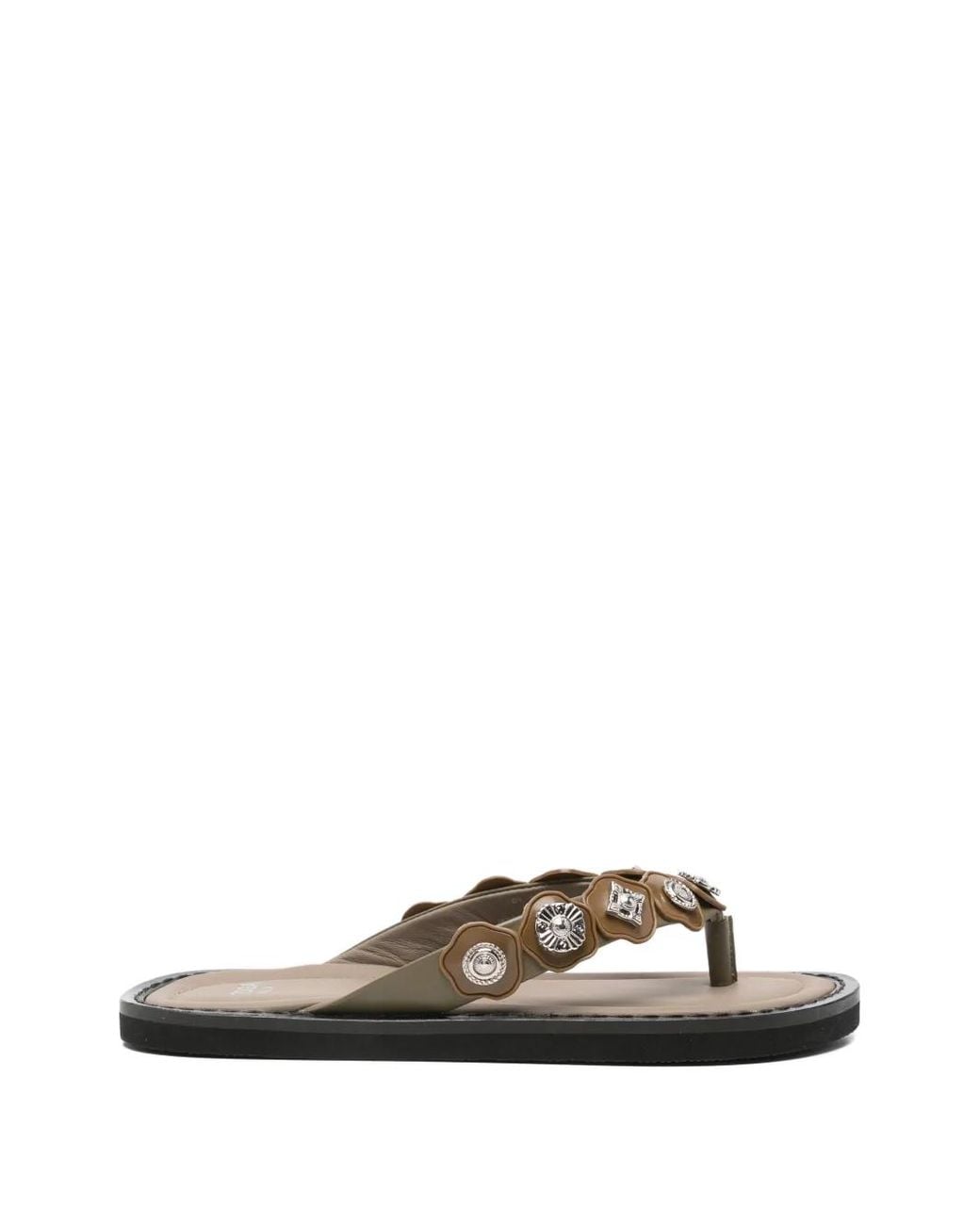 Toga White Embellished Leather Sandals