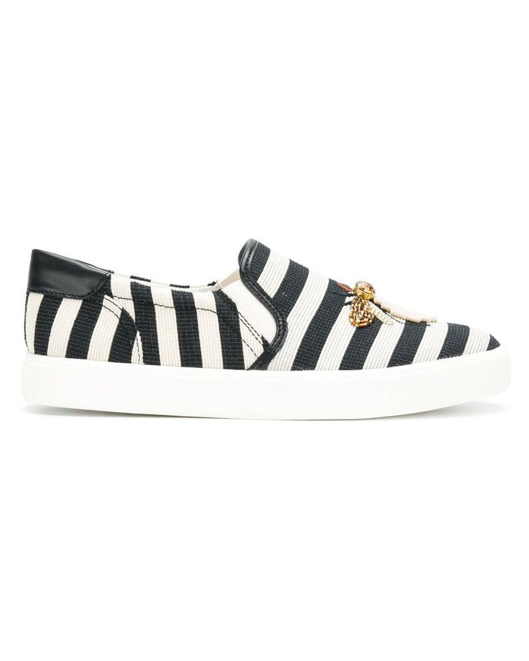 Sam Edelman Cotton Striped Bee Detail Sneakers in White | Lyst
