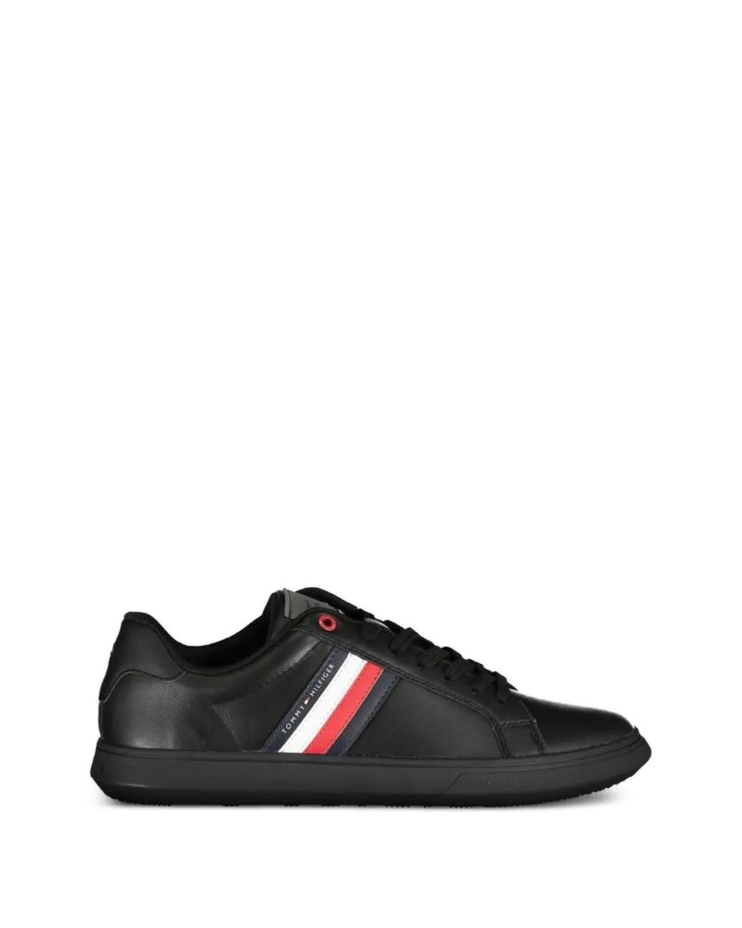 Tommy Hilfiger Black Baskets Lacées À Bandes Contrastantes for men
