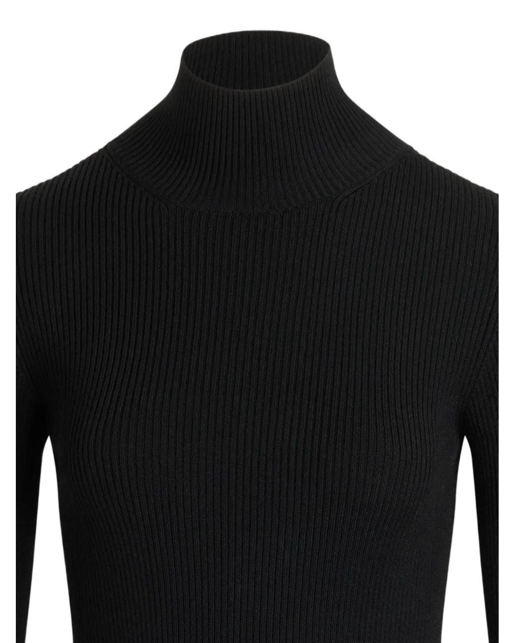 Patou Black Ribbed Knit Sweater