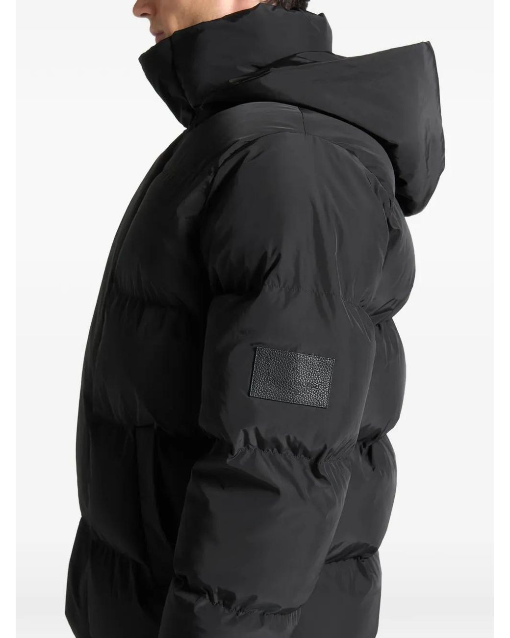 Manière De Voir Black Quilted Longline Puffer Jacket for men
