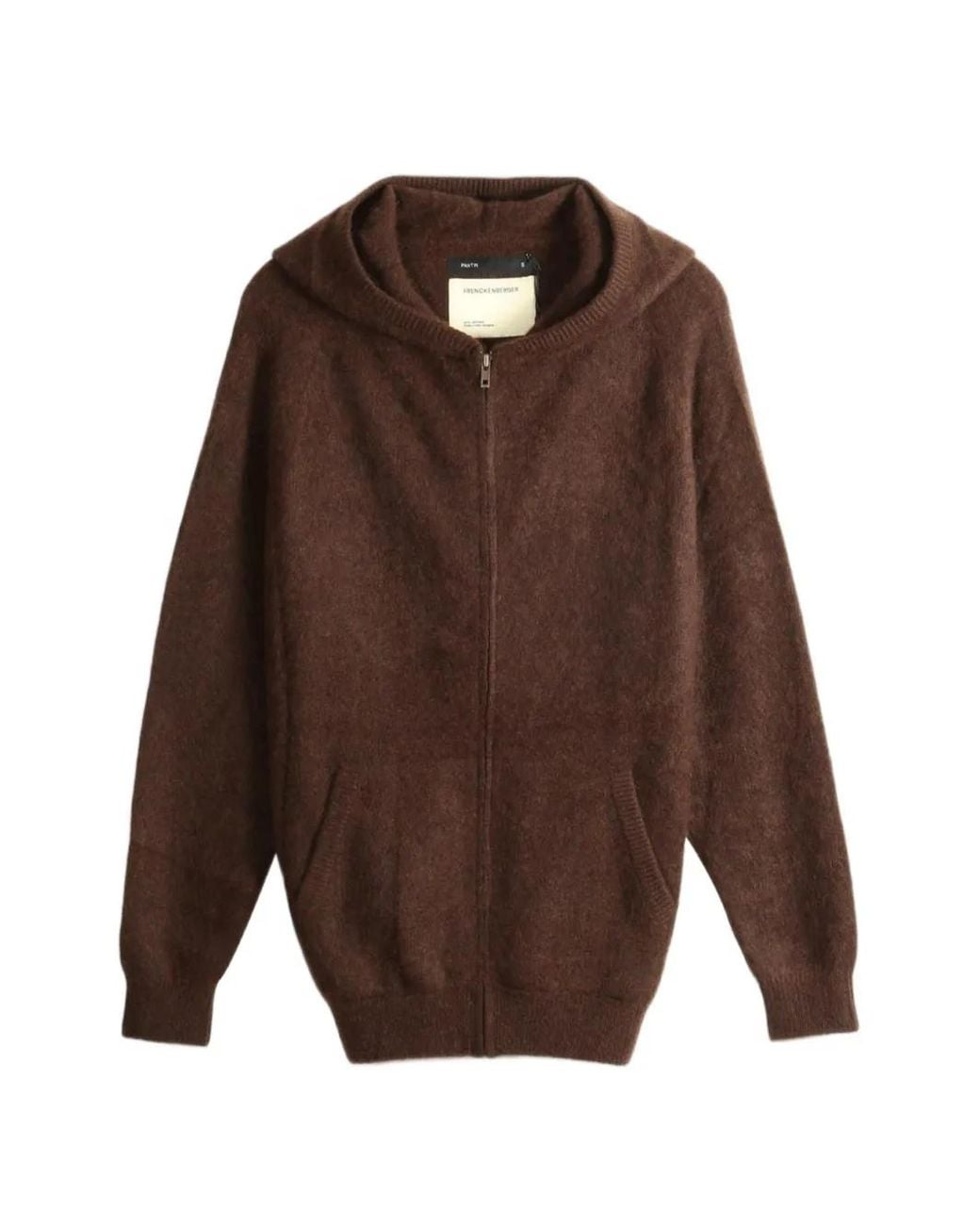 Frenckenberger Brown Zip-Up Knit Hoodie