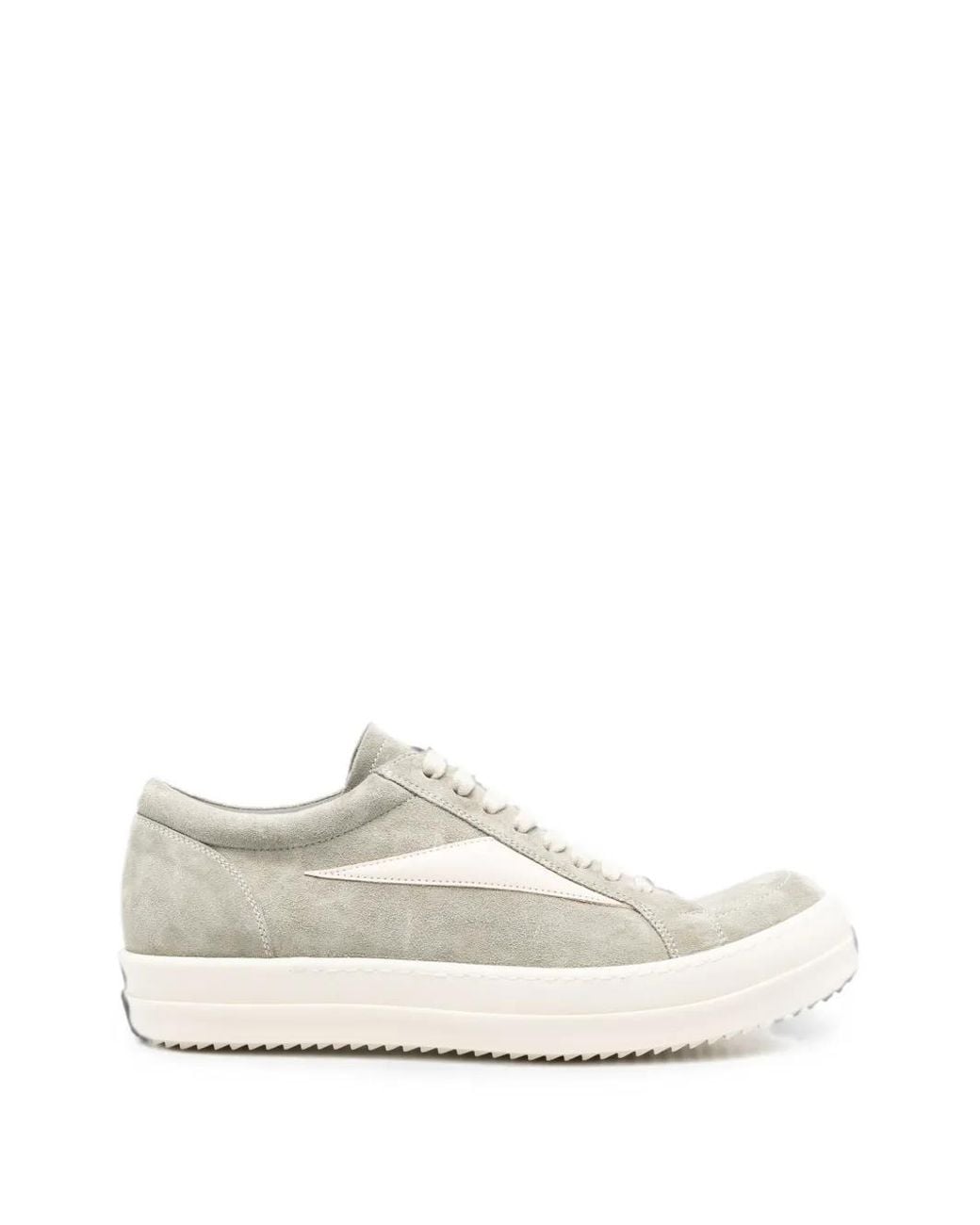 Rick Owens White Suede Panelled Sneakers for men
