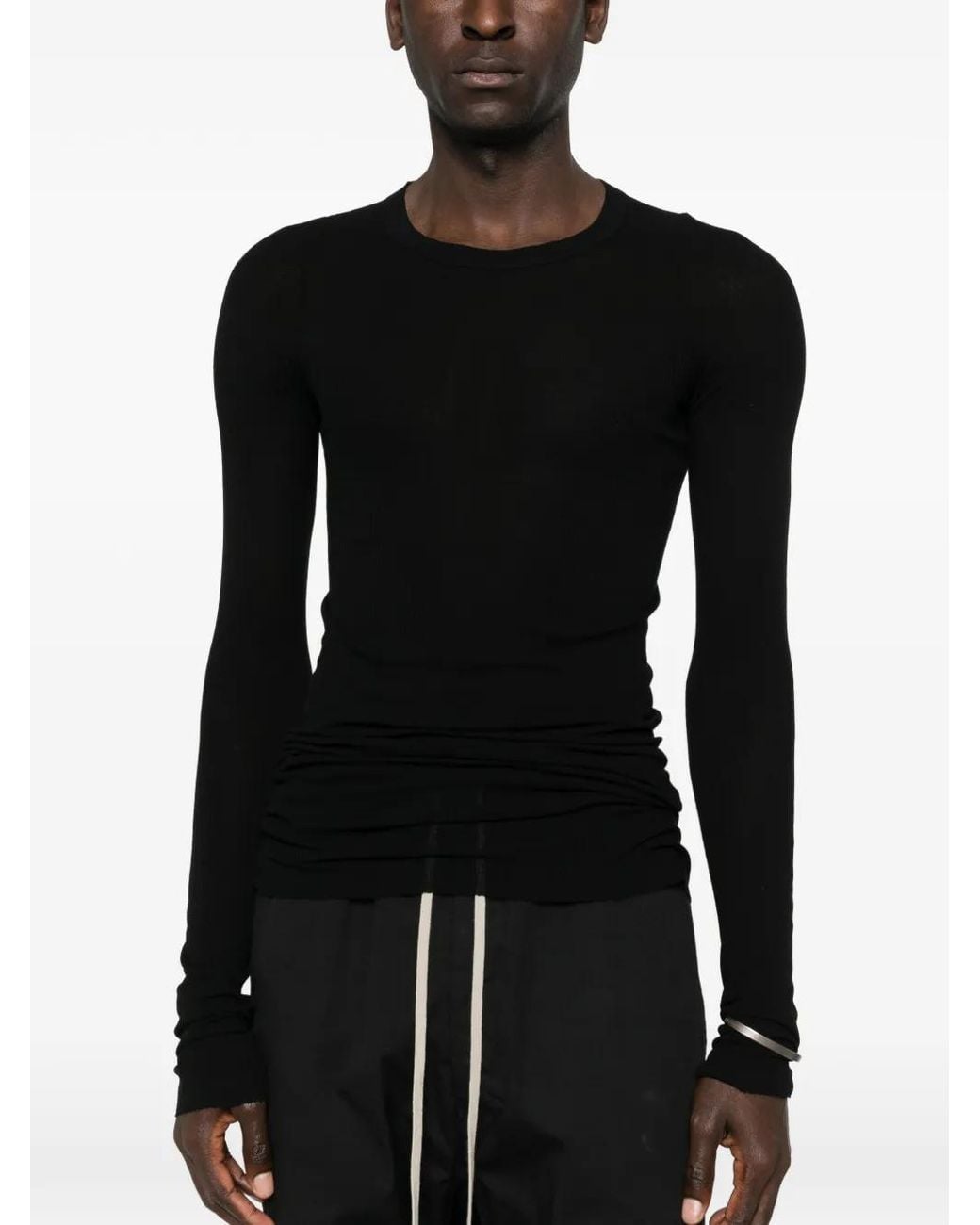 Rick Owens Black Rib Ls Tshirt for men