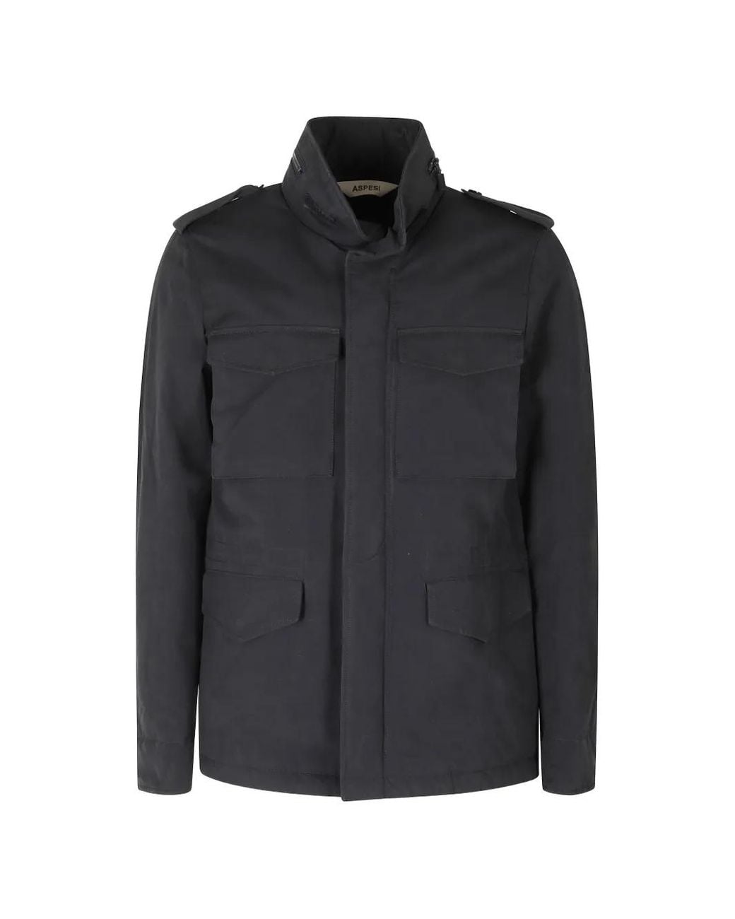 Aspesi Black Epaulette-Detail Multi-Pocket Jacket for men