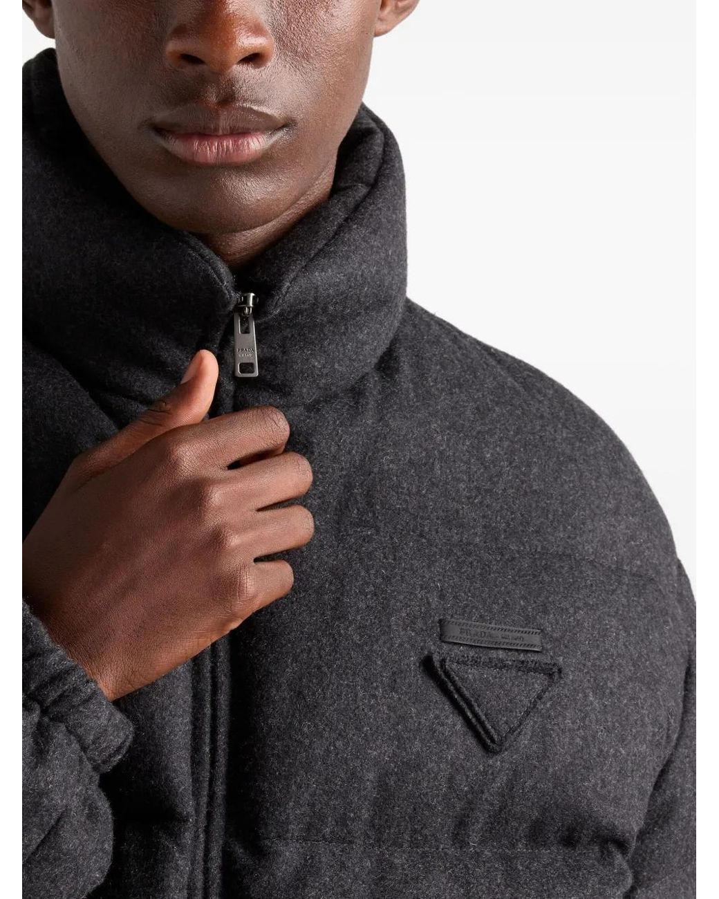 Prada Black Cashmere-Down Puffer Coat for men