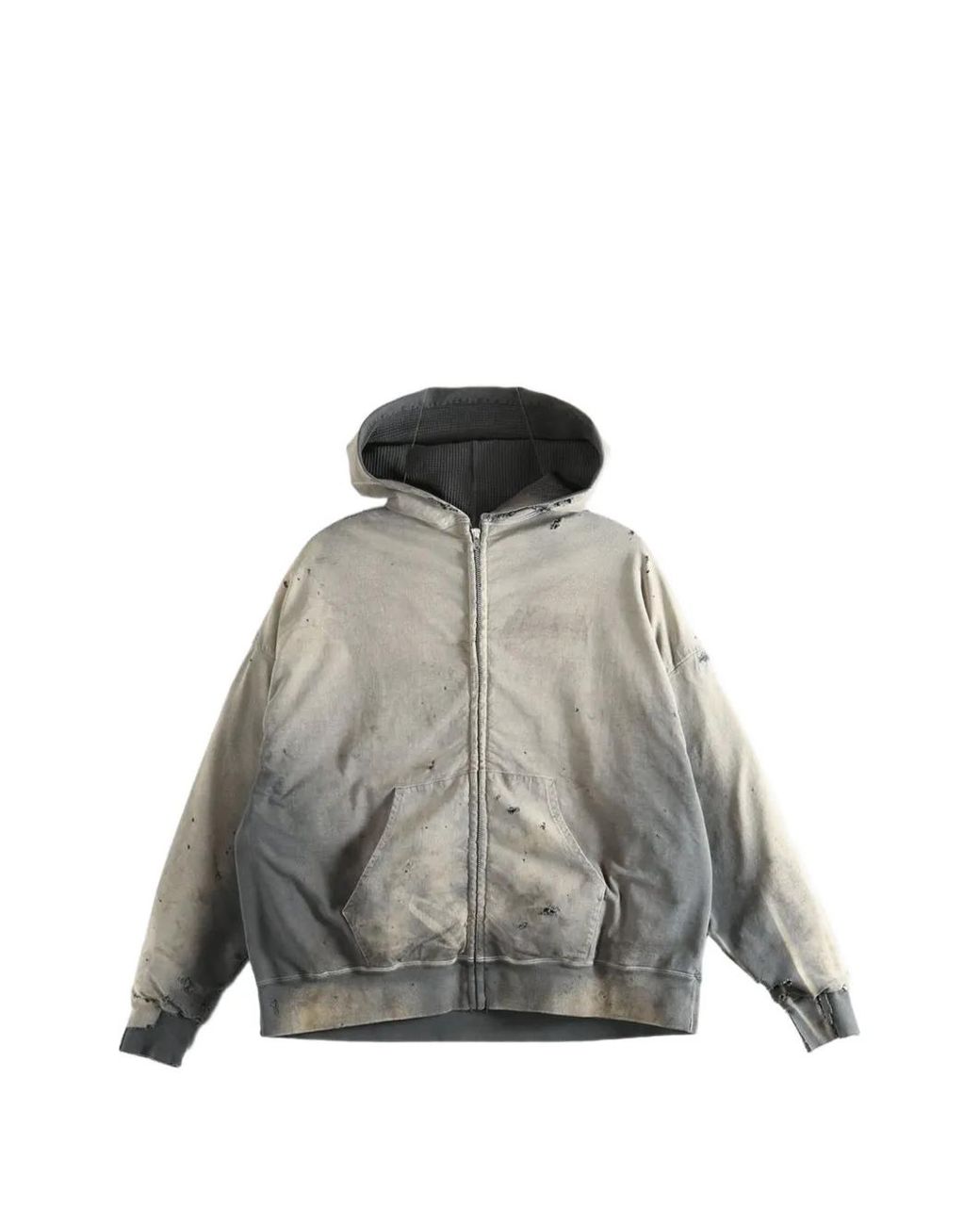 SAINT Mxxxxxx Gray Distressed-Finish Hoodie for men