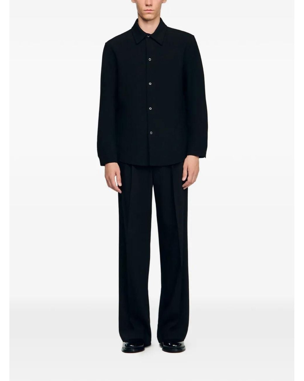 Sandro Black Long-Sleeved Jersey Shirt for men