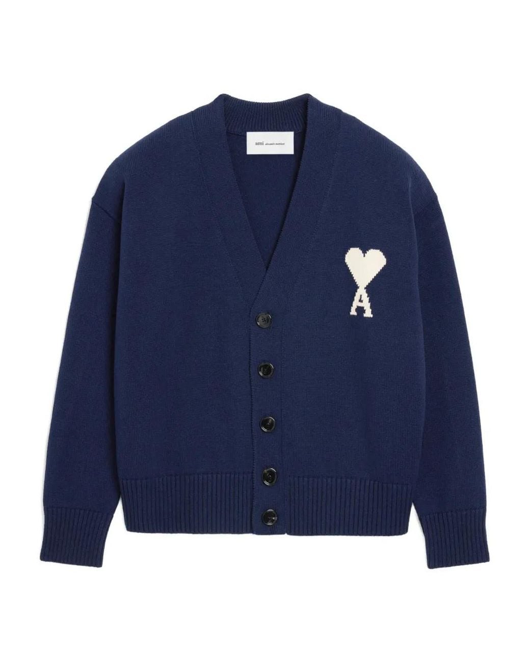 AMI Blue Wool Ami De Coeur Cardigan