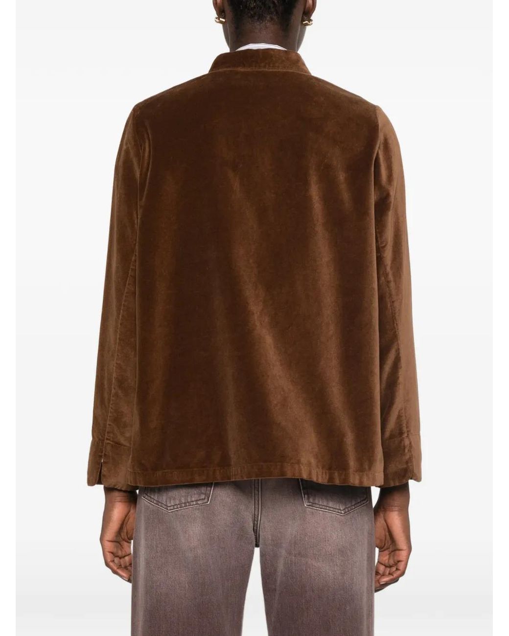 ROSSO35 Brown Mandarin-Collar Jacket