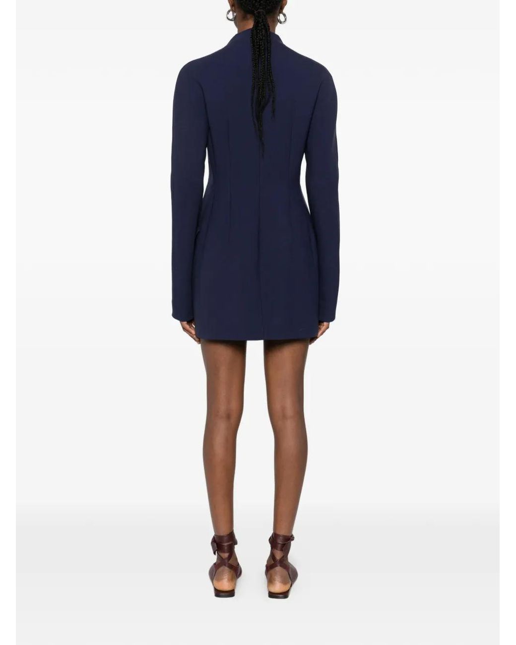 Sportmax Blue Spxtefrite Pockets High-Neck Mini Dress