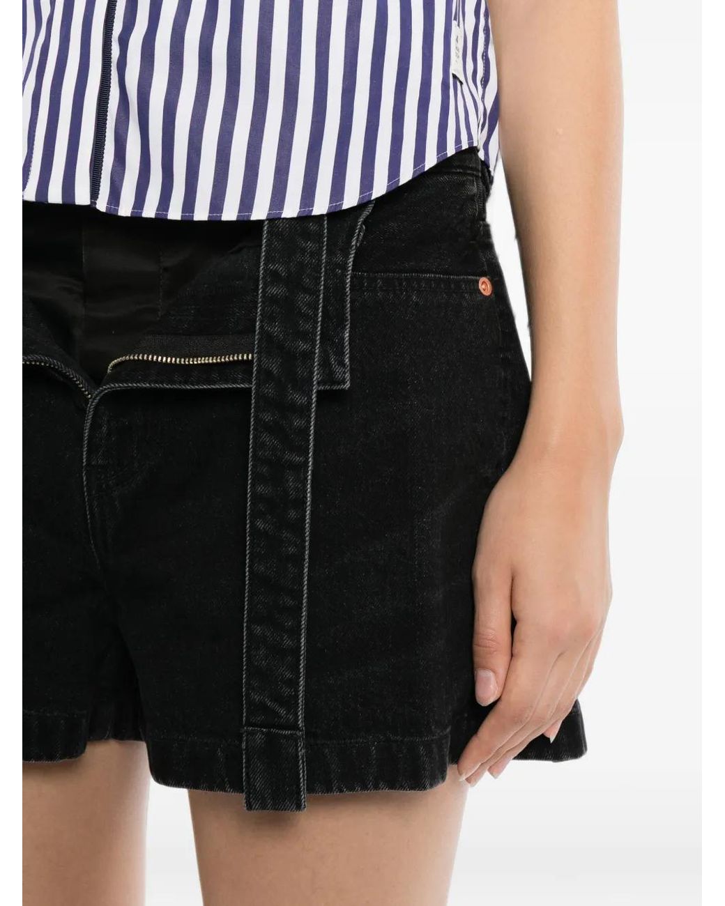 Sacai Black Belted Denim Shorts