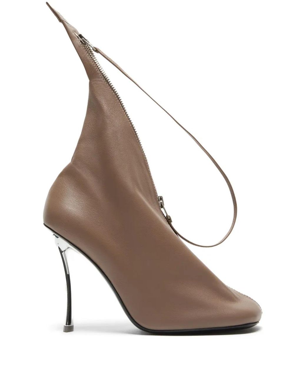Acne Brown 100M Leather Zip Pumps