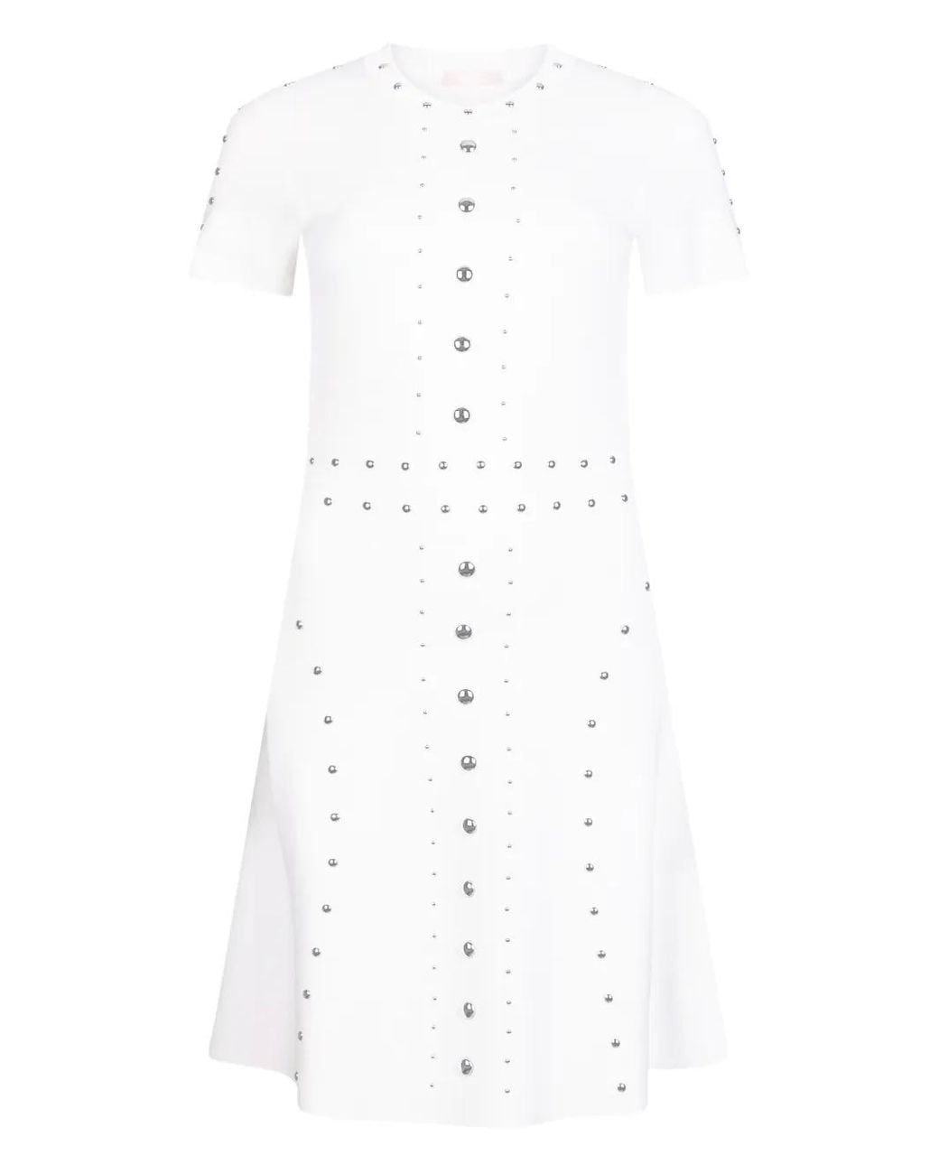 Liu Jo Studded Knit Mini Dress in White | Lyst Liu Jo Studded Knit Mini Dress in White | Lyst