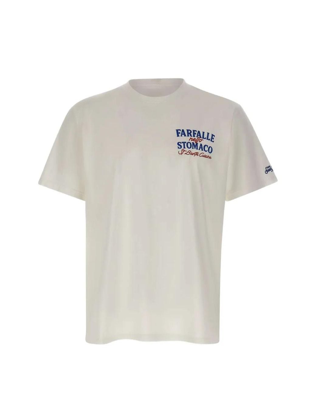 Mc2 Saint Barth White Portland T-Shirt With Farfalle Nello Stomaco Print for men