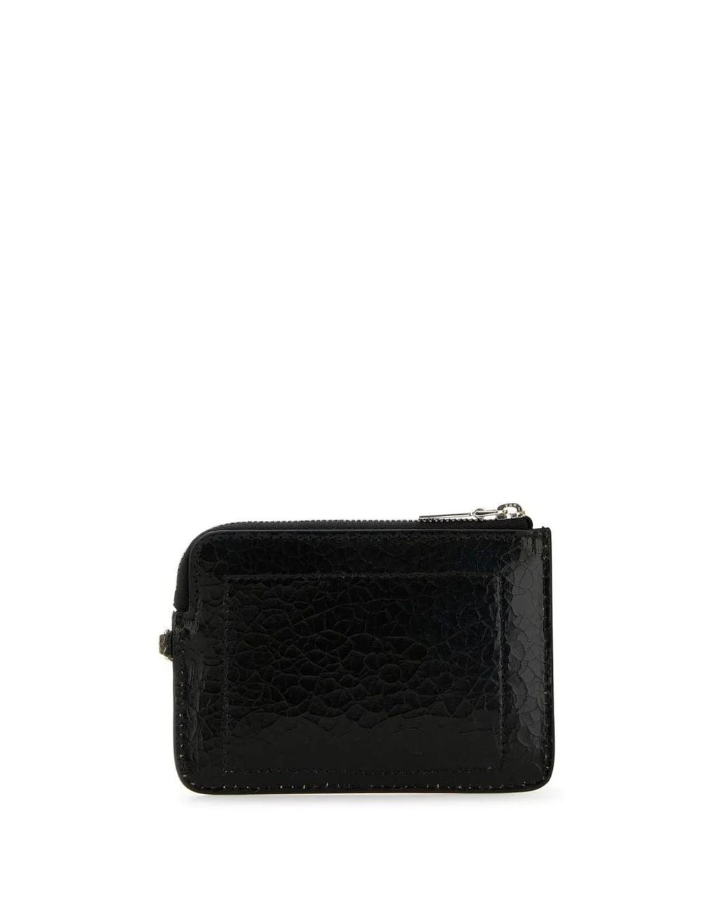 McQueen Black Leather Zip Card Holder for men