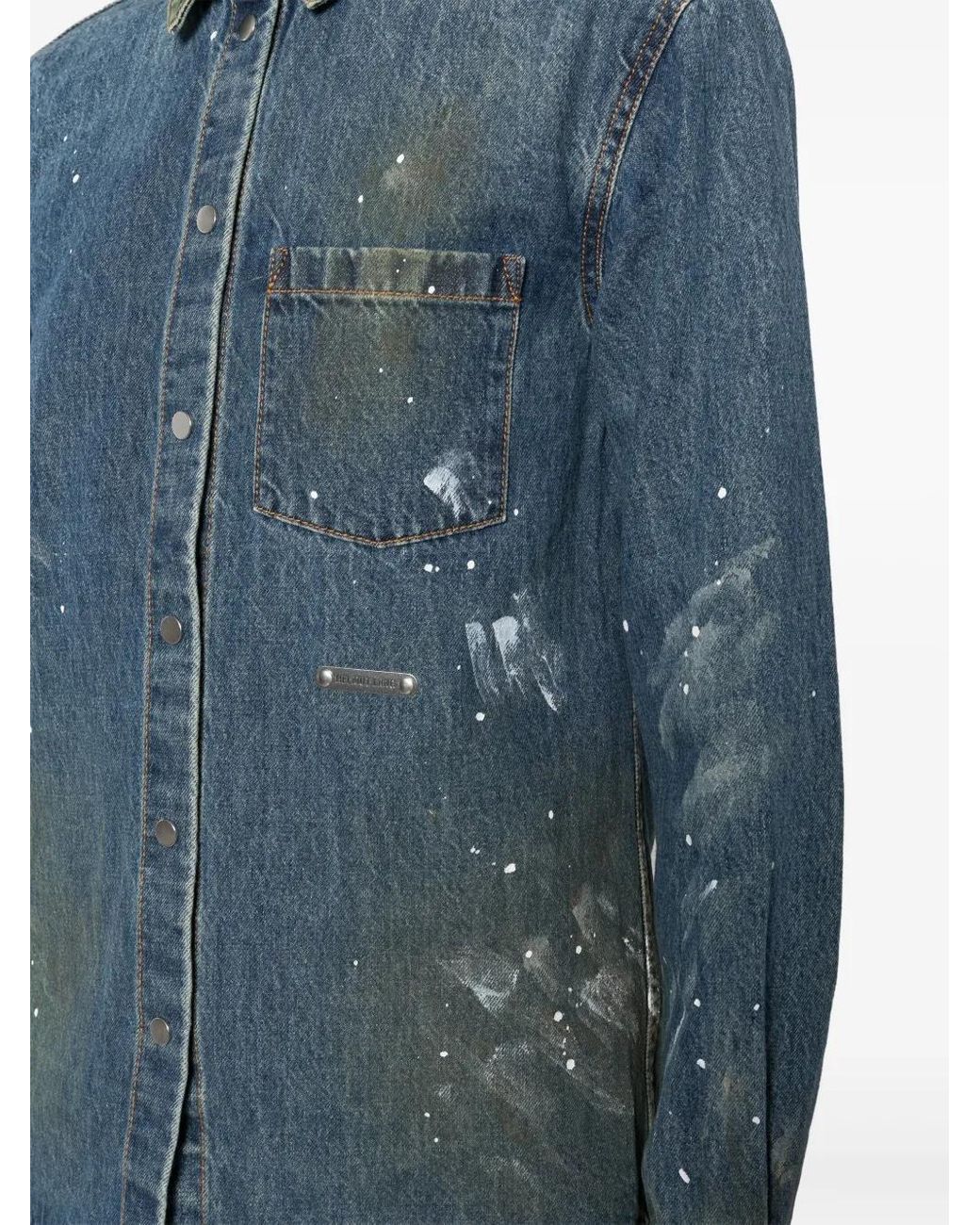 Helmut Lang Blue Painted Denim Shirt