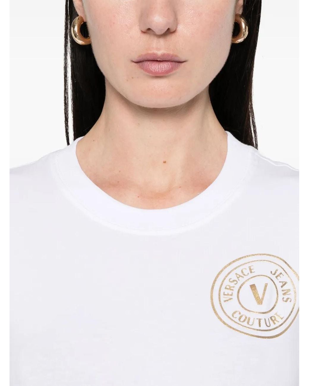 Versace Jeans Couture White Logo-Print Mini Dress