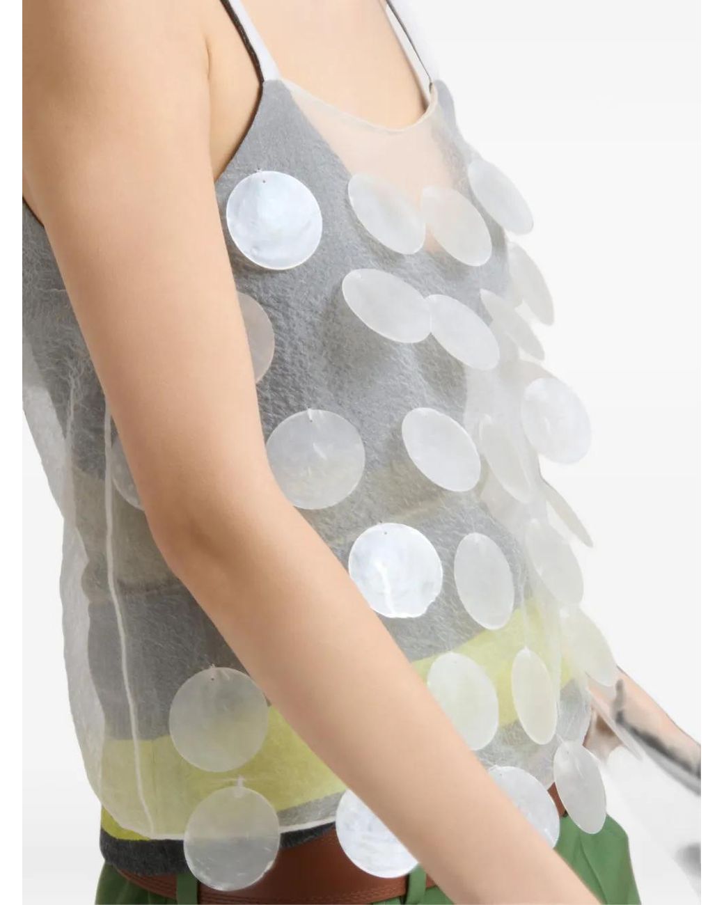 Marni Blue Mother-Of-Pearl Maxi-Sequin Top