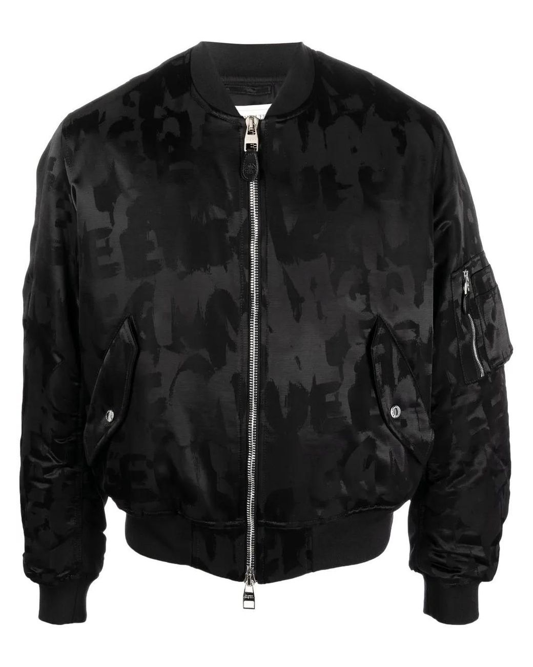 McQueen Black Alexander Mc Queen Logo-print Bomber Jacket for men