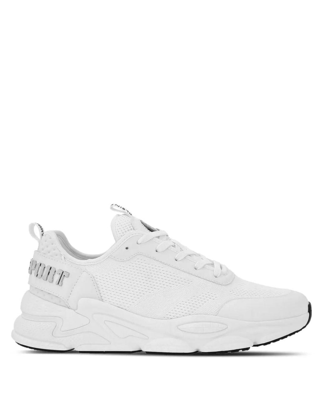 Philipp Plein White Logo-Lettering Mesh Sneakers
