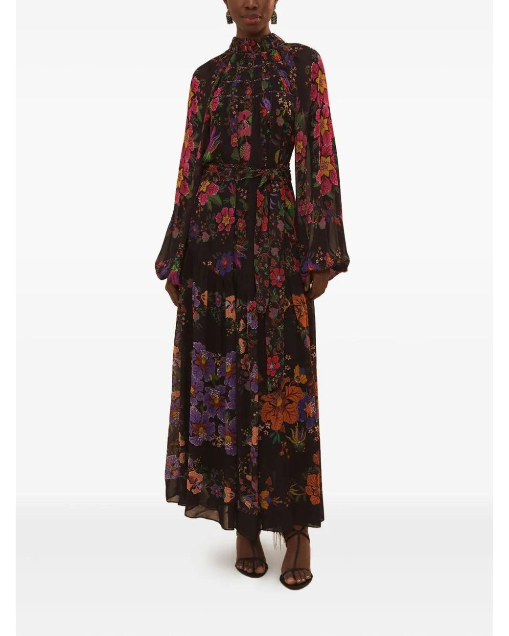 FARM Rio Floral Scarves High-Neck Maxi Dress in Black | Lyst