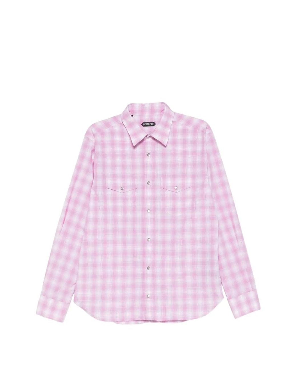 Tom Ford Pink Check-Pattern Chest-Pocket Shirt for men