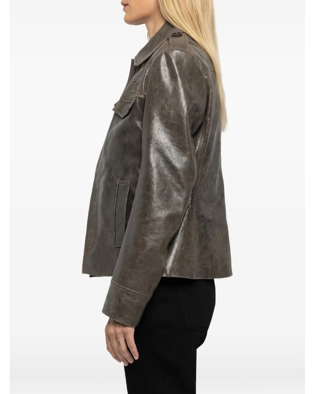Zadig & Voltaire Gray Veste En Cuir