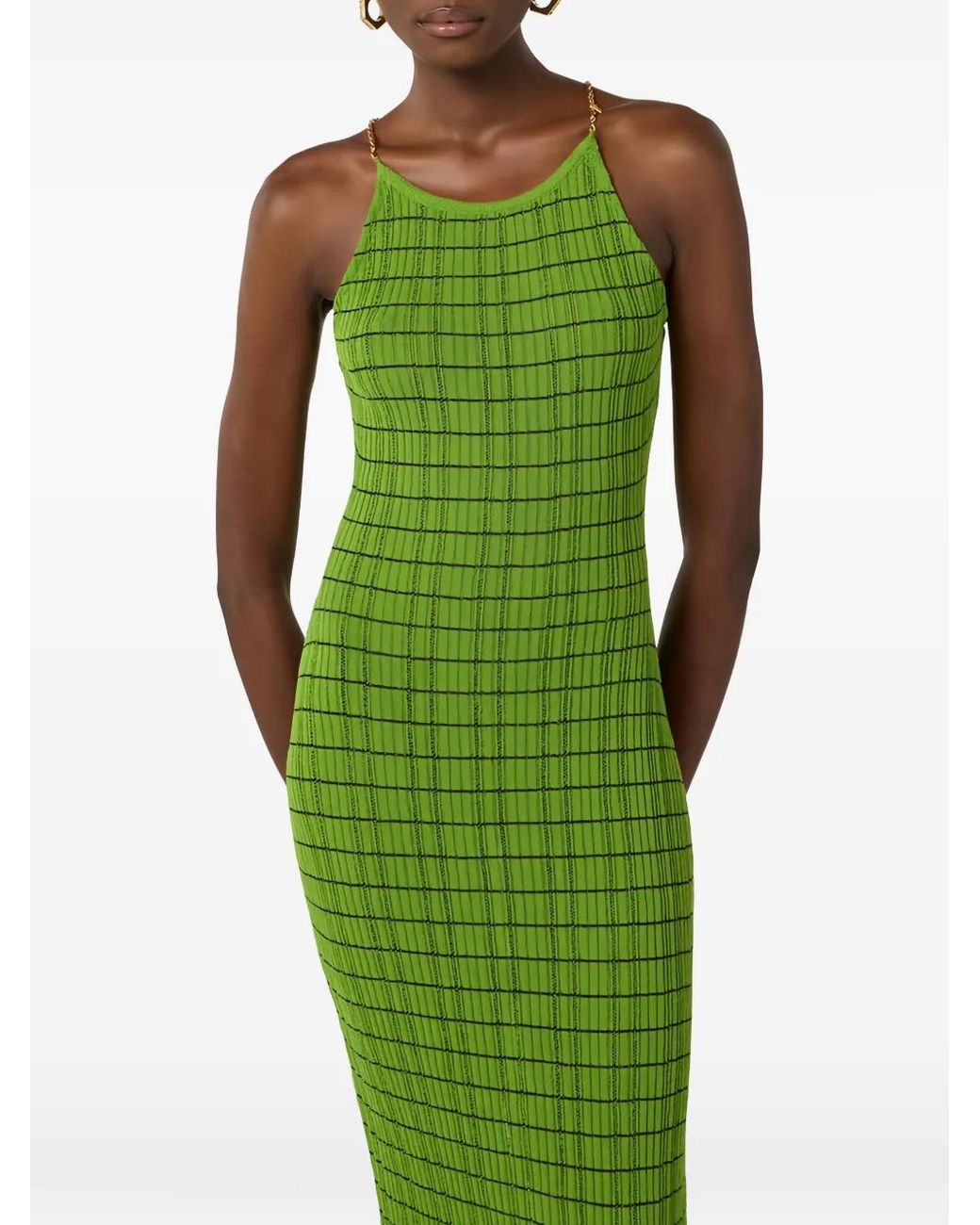 Elisabetta Franchi Green Striped Dress