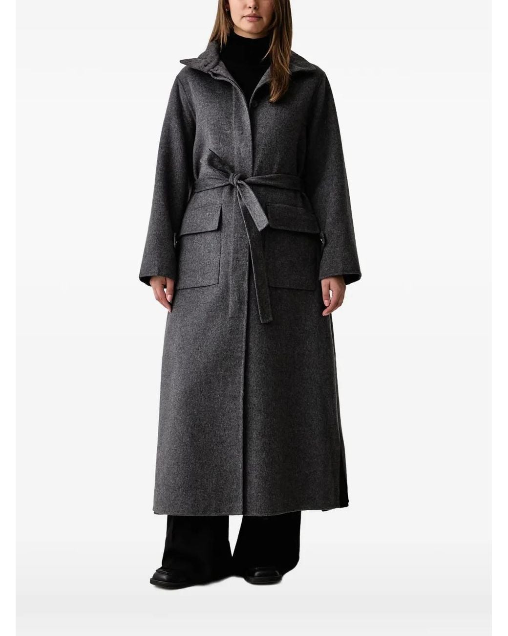 Kaos Black Belted Button-Front Coat