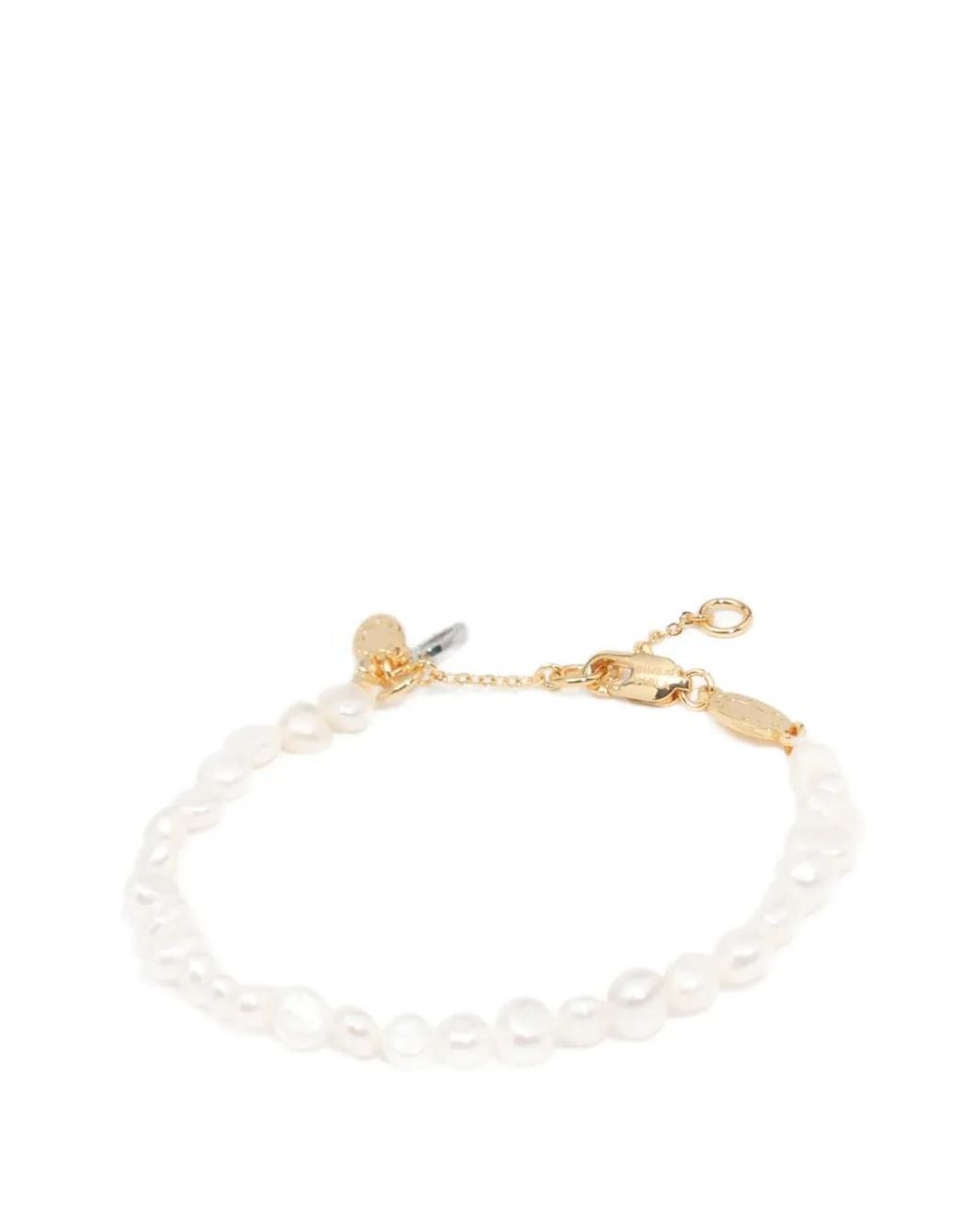 Bimba Y Lola White Natural Pearl Bracelet With Oval Logo