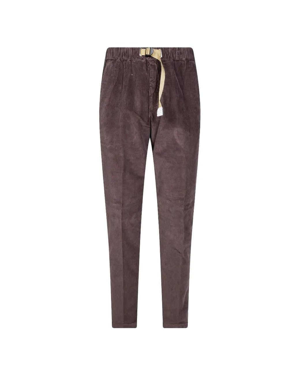 White Sand Purple Pantalon En Velours Côtelé À Ceinture Bouclée for men