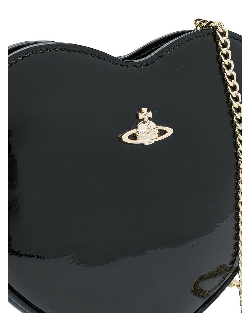 Vivienne Westwood Saffiano New Heart Leather Shoulder Bag in Black