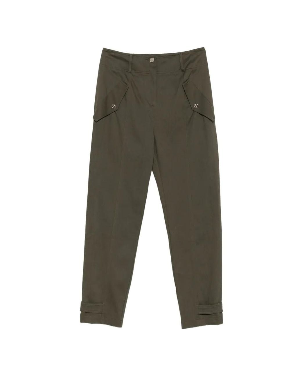 Blugirl Blumarine Green Flap-Pocket Button-Detail Trousers