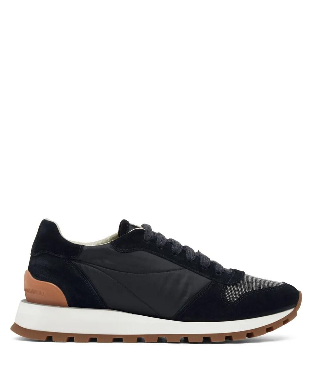 Brunello Cucinelli Multicolor Suede And Techno Fabric Runners With Precious Toe