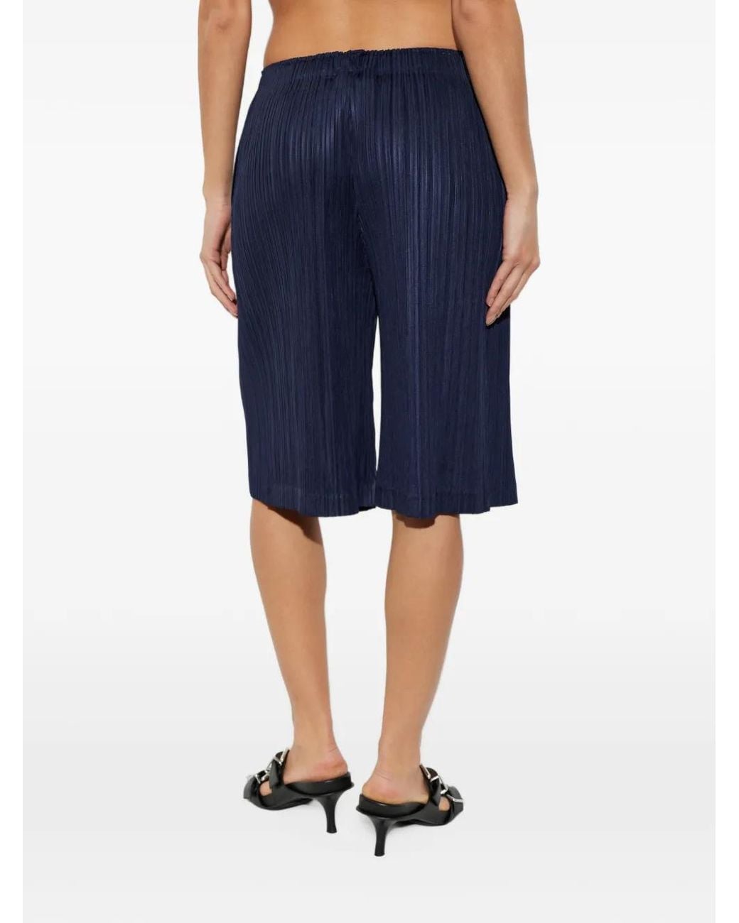 Pleats Please Issey Miyake Blue Pleated Shorts