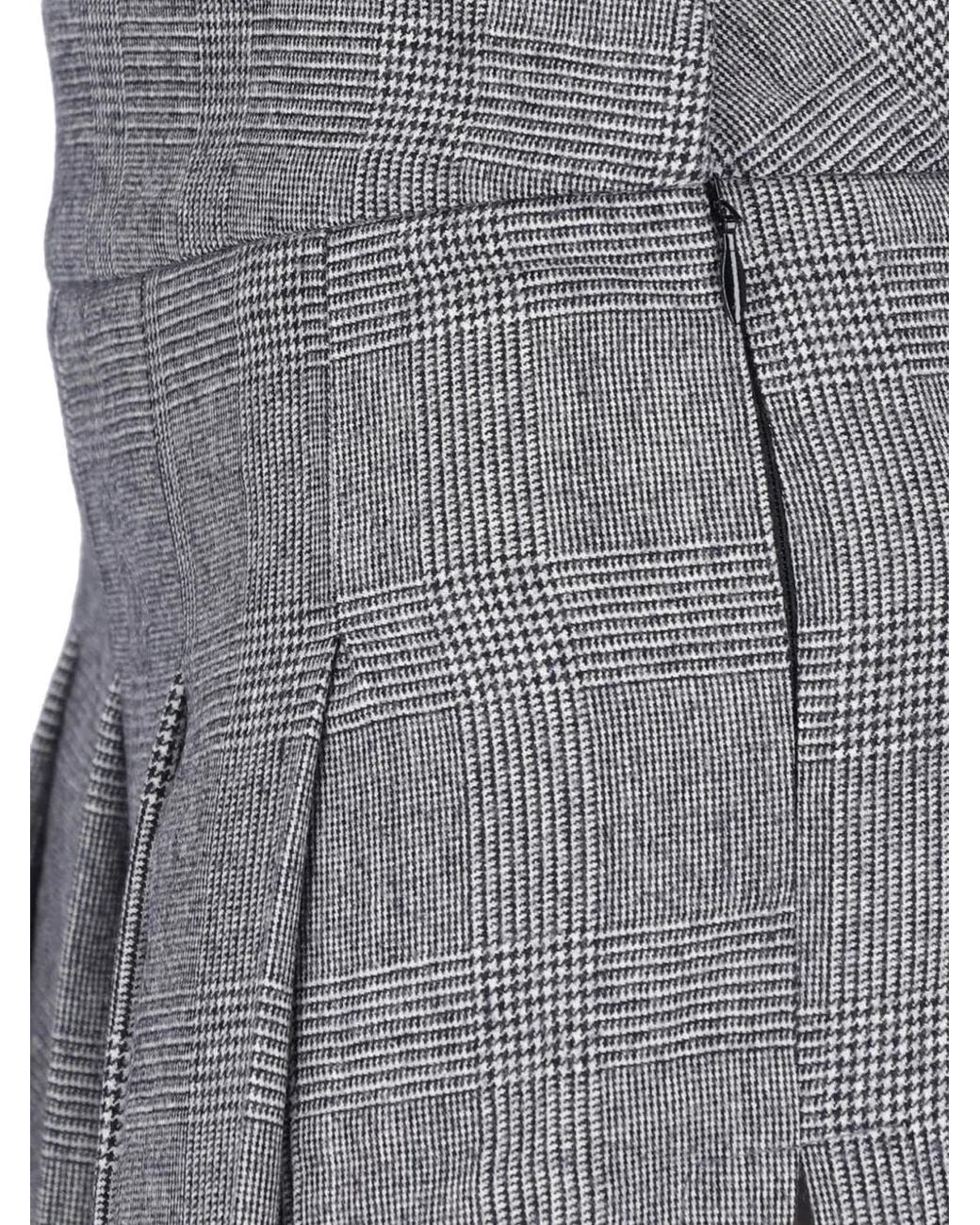 VAQUERA Gray Prince Of Wales Check Pleated Midi Skirt