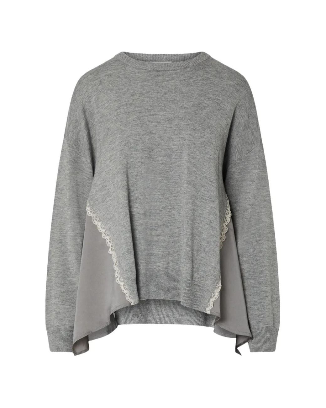 Liu Jo Gray Knit Sweater With Inserts