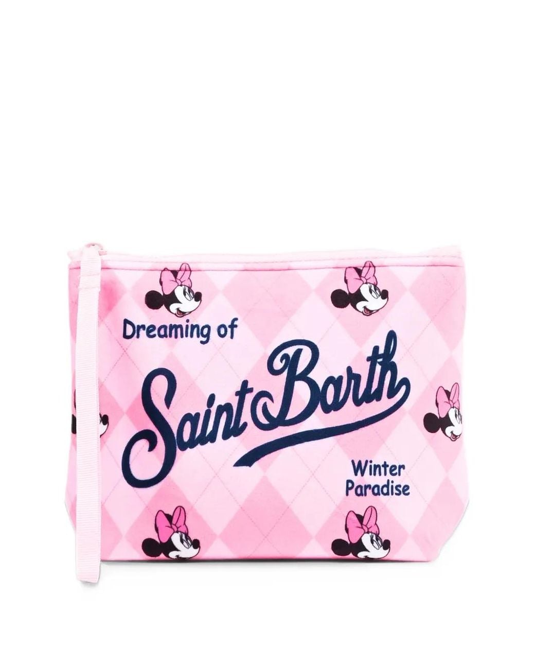 Mc2 Saint Barth Pink X Minnie Mouse Aline Argyle-Check Pouch