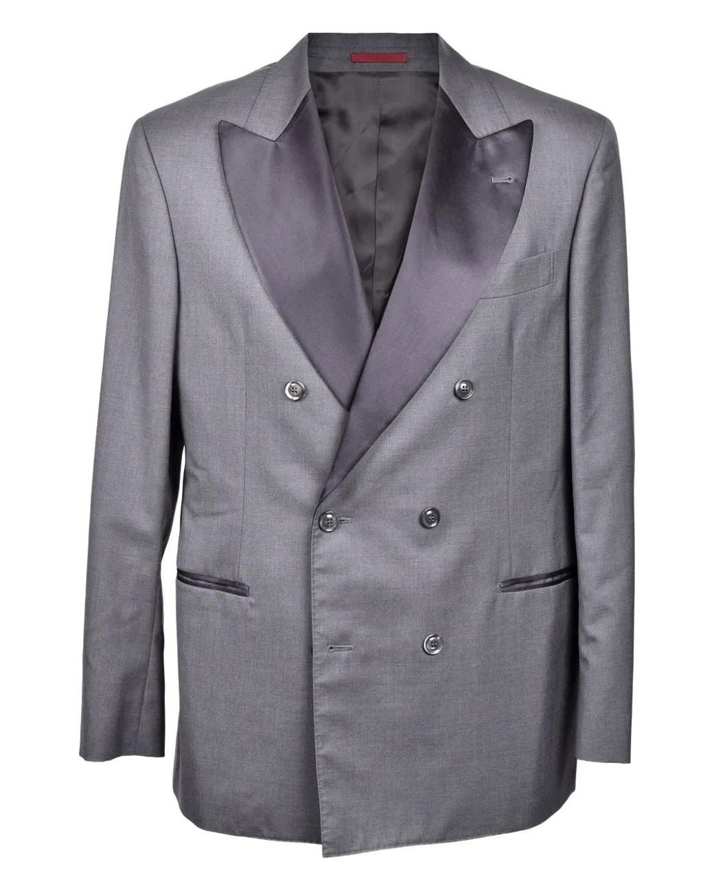 Brunello Cucinelli Gray Double-Breasted Peak-Lapel Blazer for men