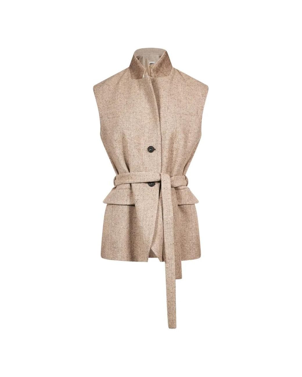 Antonelli Natural Belted Herringbone Vest
