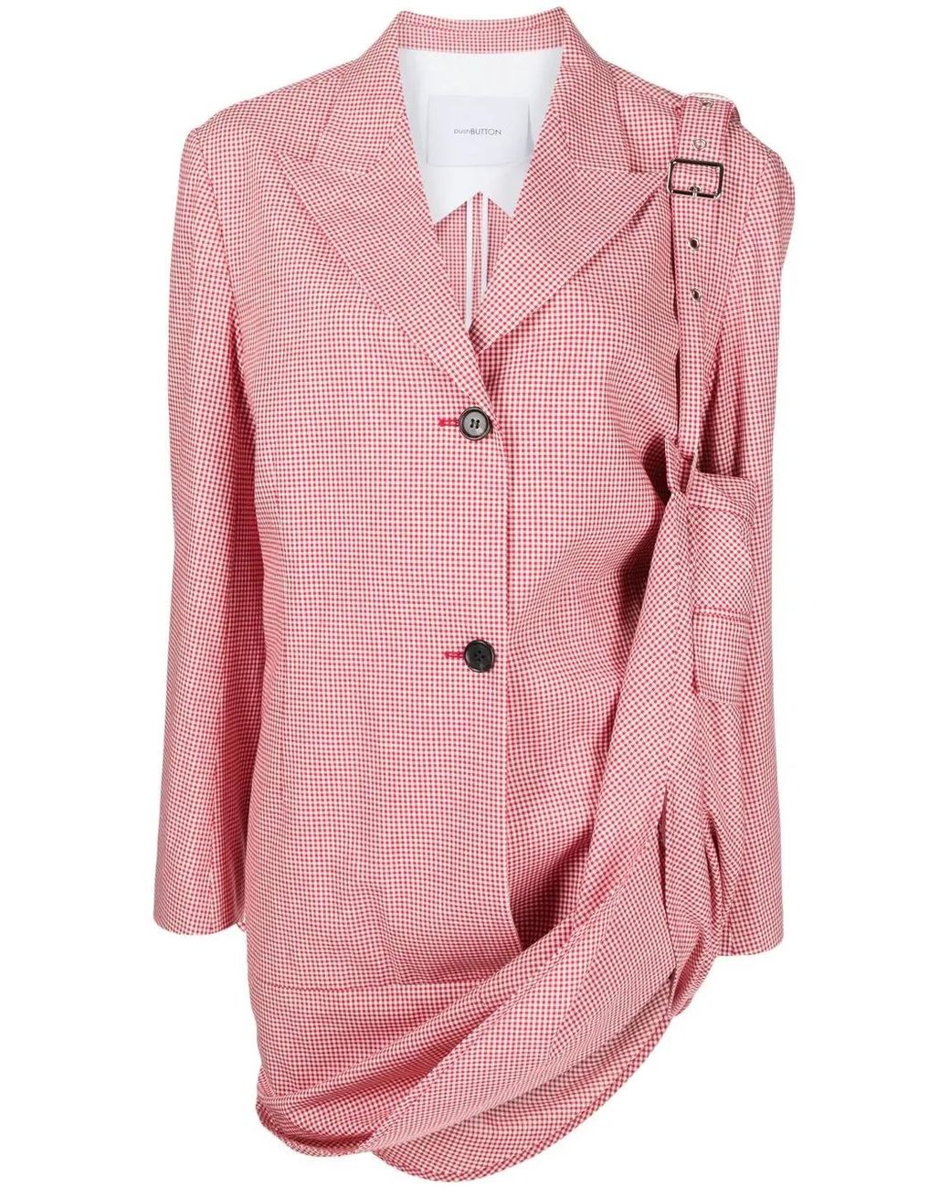 Pushbutton Pink Check-Print Cotton Dress