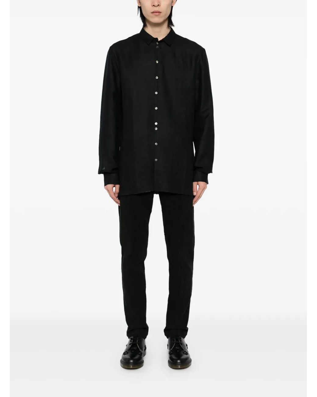Label Under Construction Black Button-Up Shirt for men