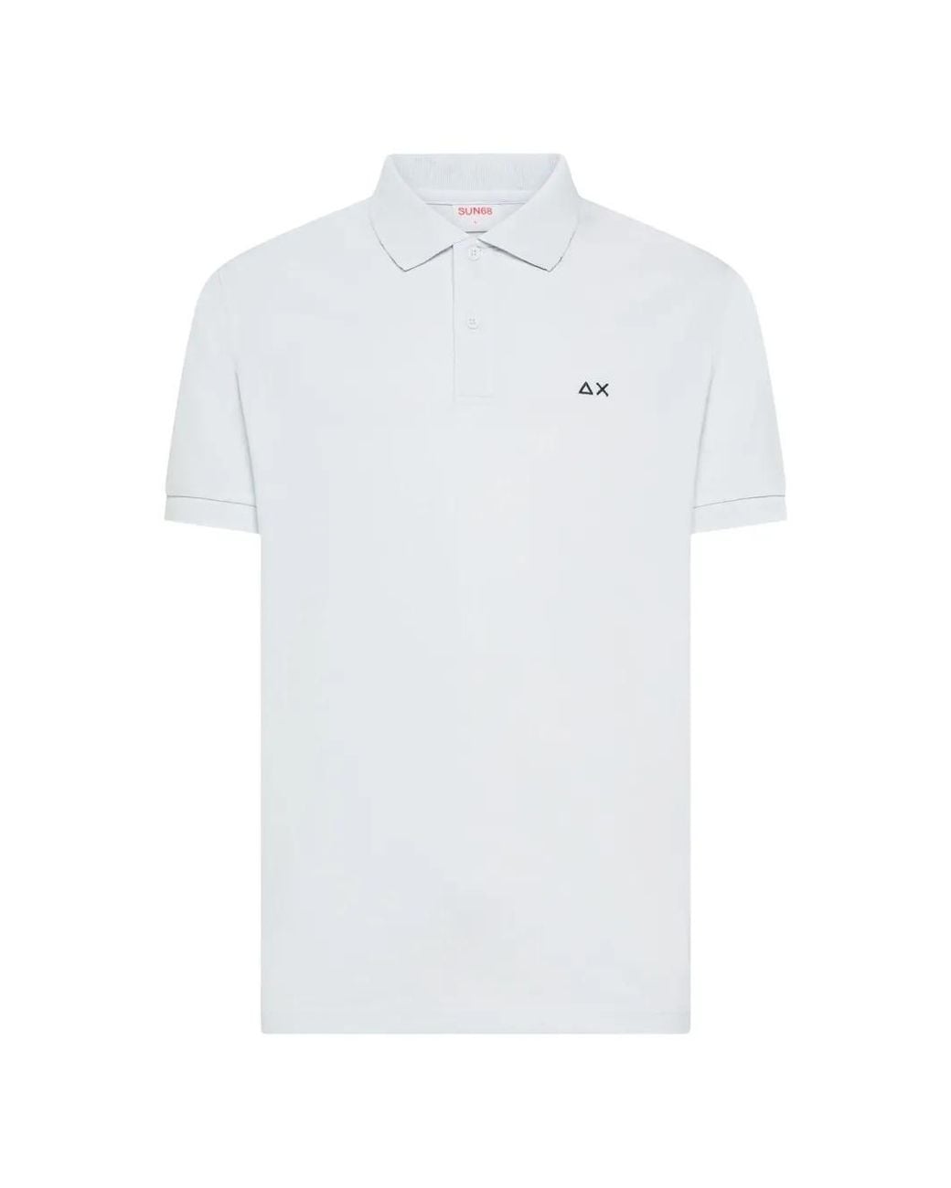Sun 68 White Paisley-Print Collar Logo-Embroidered Polo Shirt for men