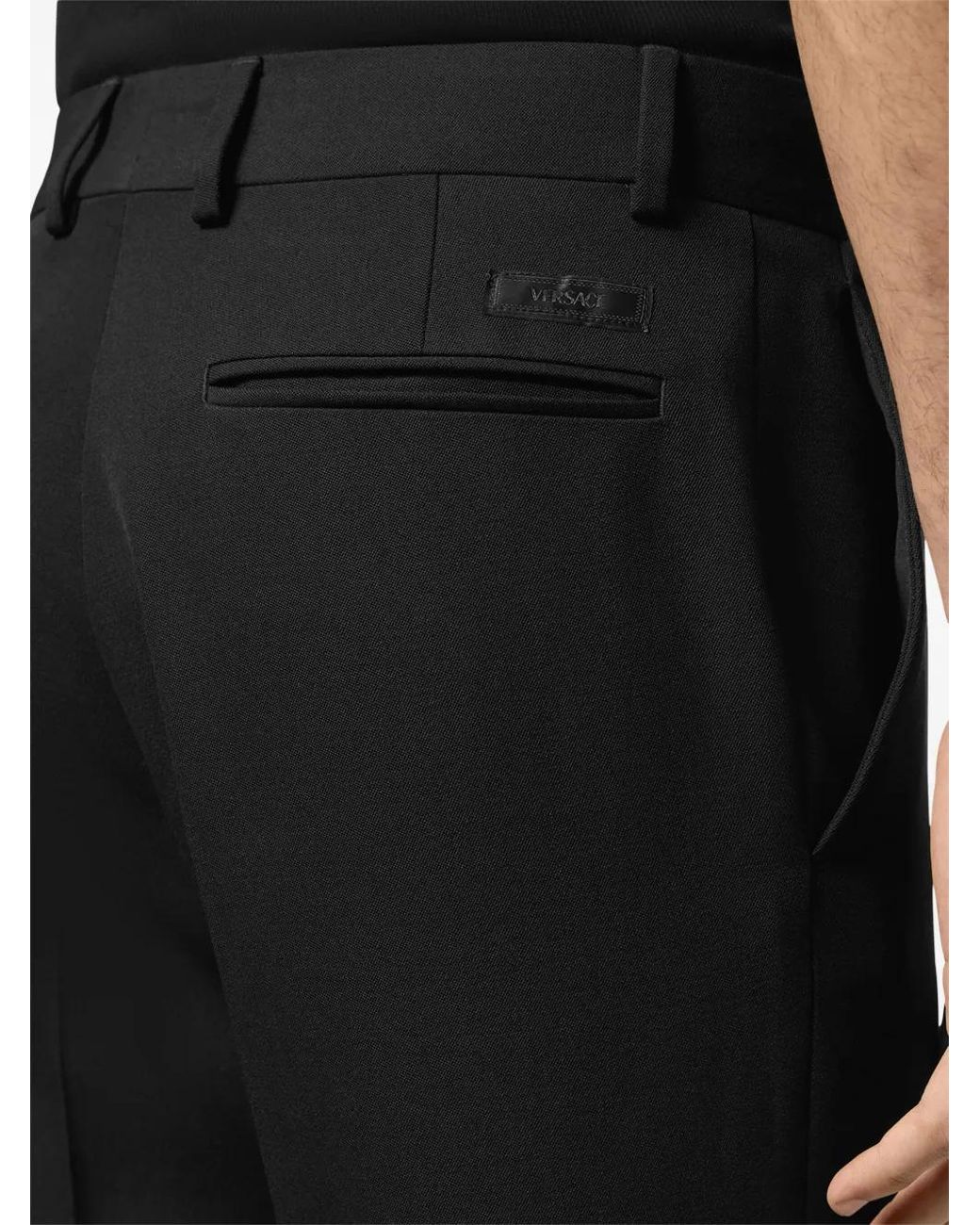Versace Black Wool Tapered Formal Pants for men