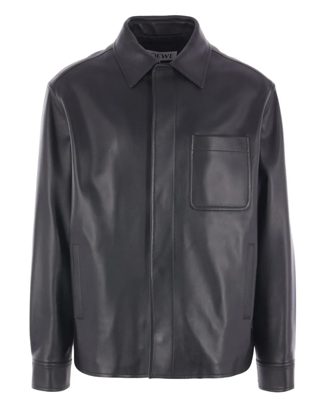 Loewe Gray Leather Shirt Jacket for men