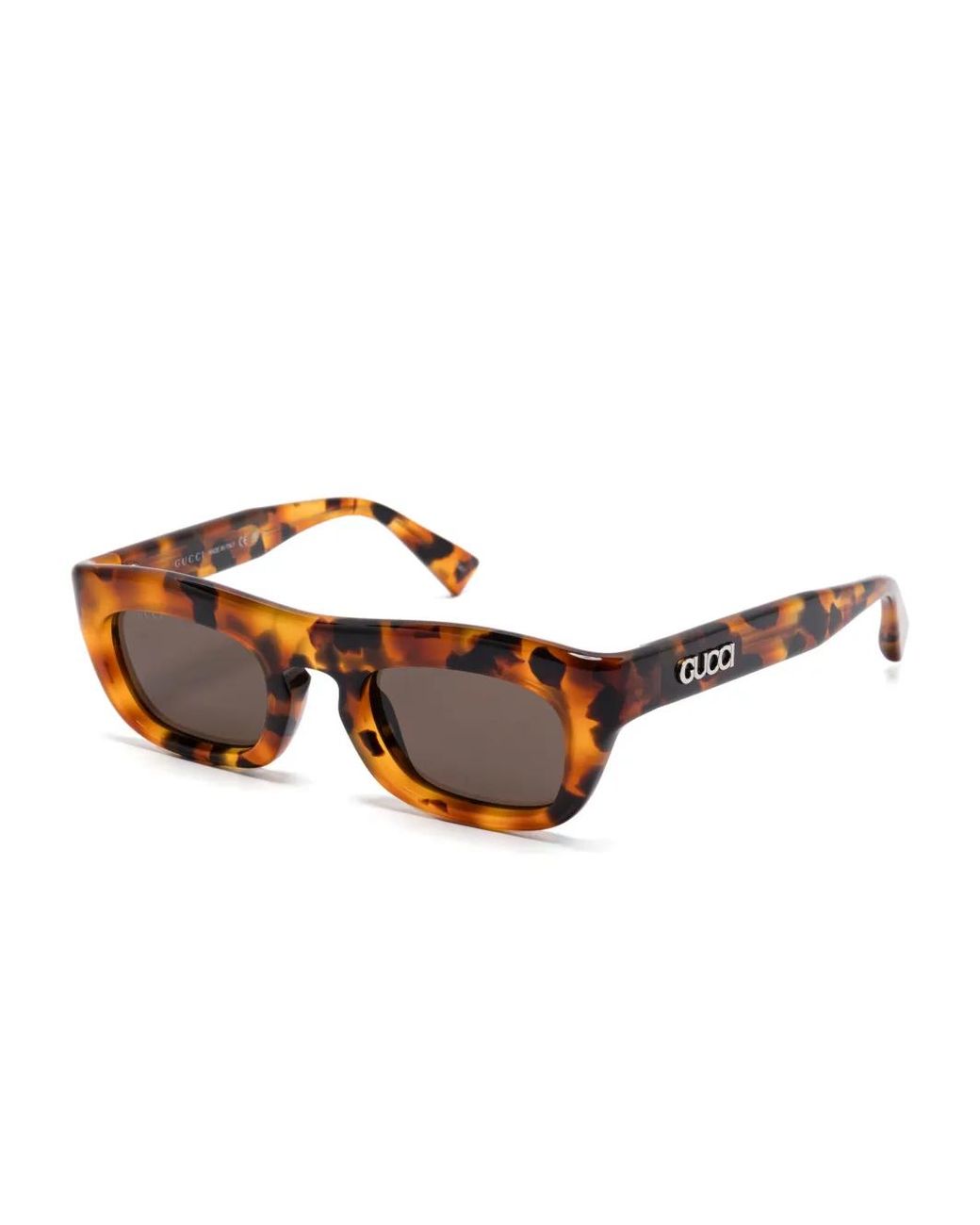 Gucci Brown Rectangle-Frame Sunglasses